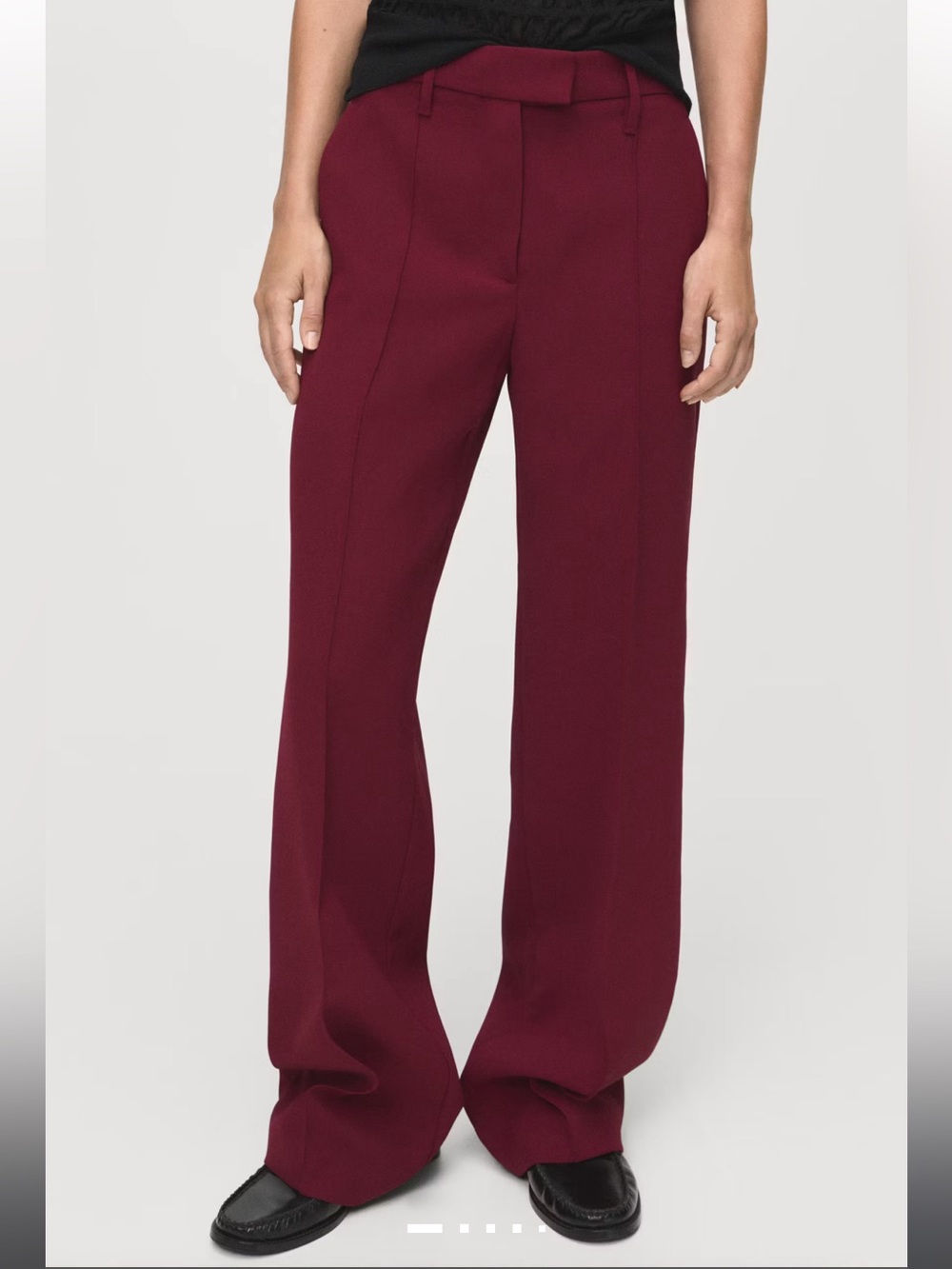 Straight Mid-Rise Trousers in Burgundy